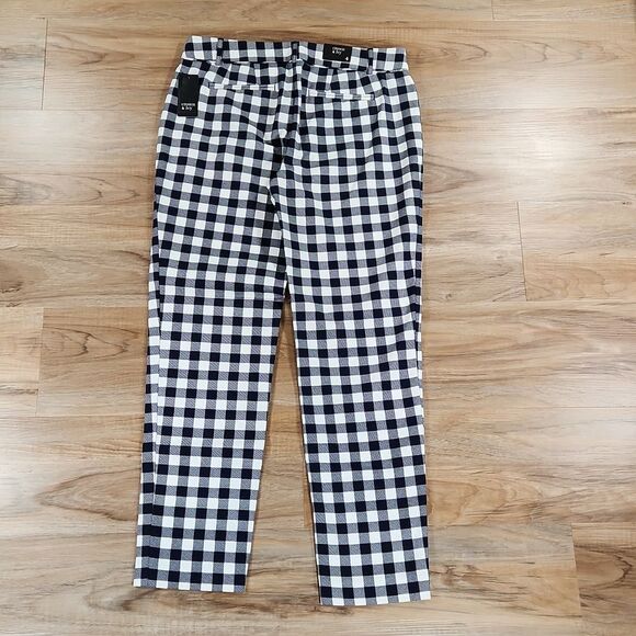 ☔️🩵NWT Crown & Ivy Blue & White Checkered Cropped Ankle Pants Size 4 - Picture 4 of 11